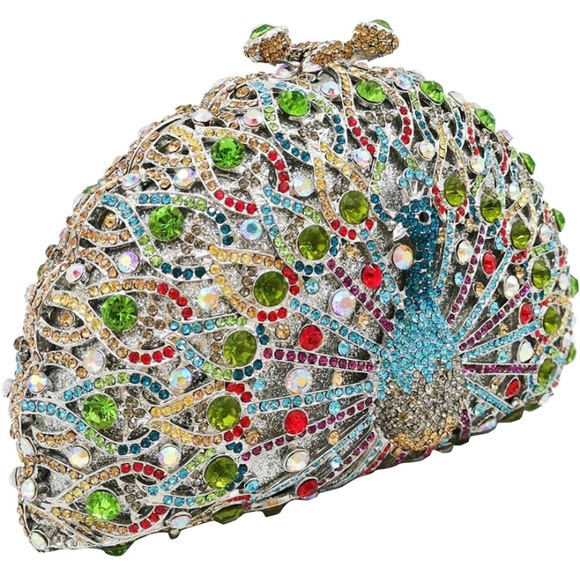 Crystal Peacock Rhinestone Clutch Evening Bag - Picture 12 of 16